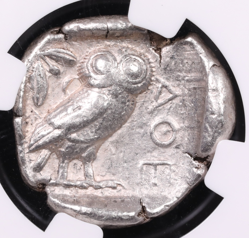 440-404 BC Attica, Athens Silver Owl Tetradrachm NGC Choice Very Fine 5x2