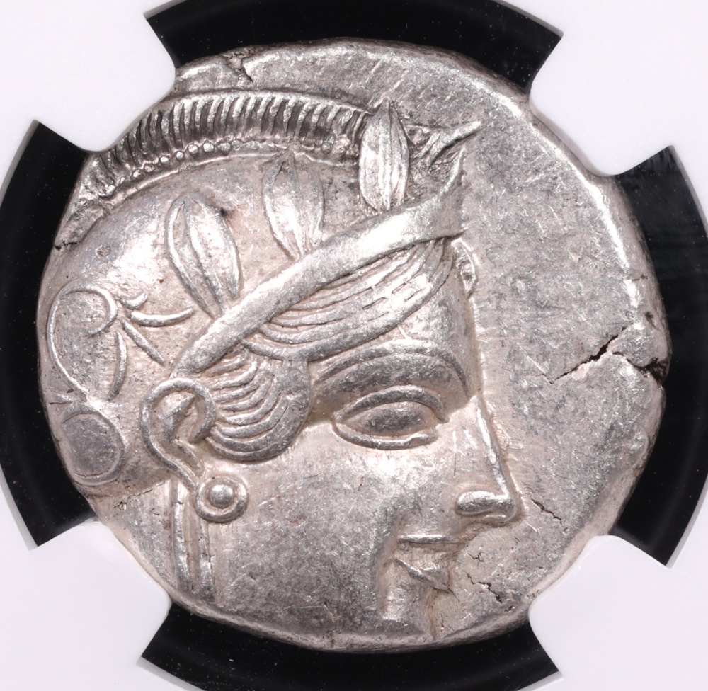 440-404 BC Attica, Athens Silver Owl Tetradrachm NGC About Uncirculated 3x3