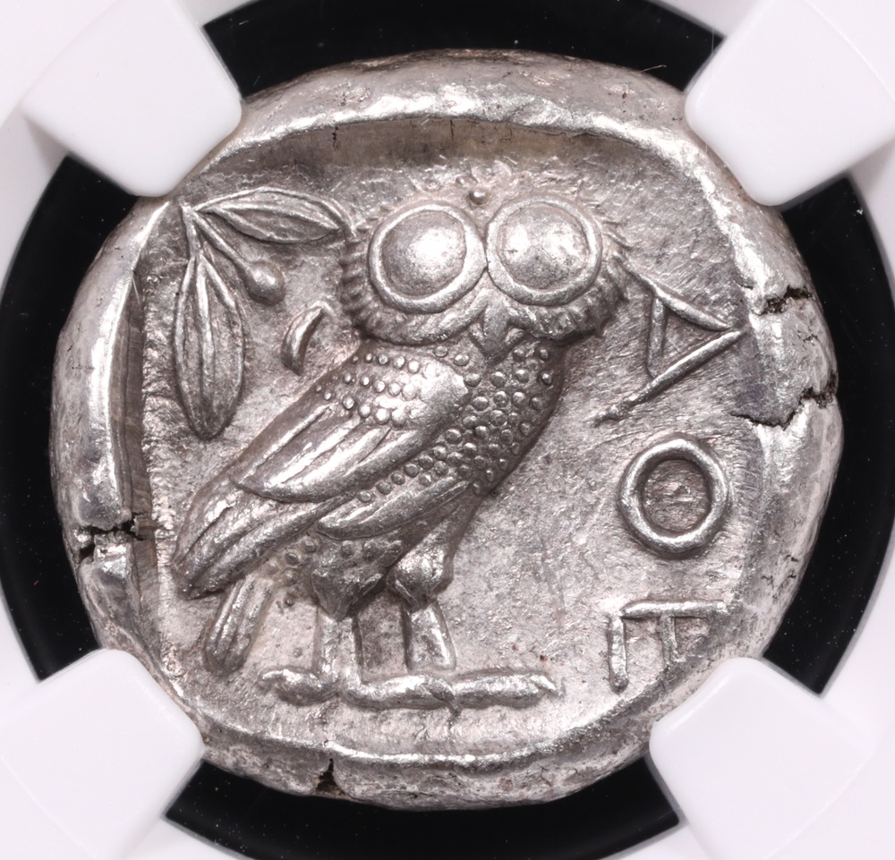 440-404 BC Attica, Athens Silver Owl Tetradrachm NGC About Uncirculated 3x3
