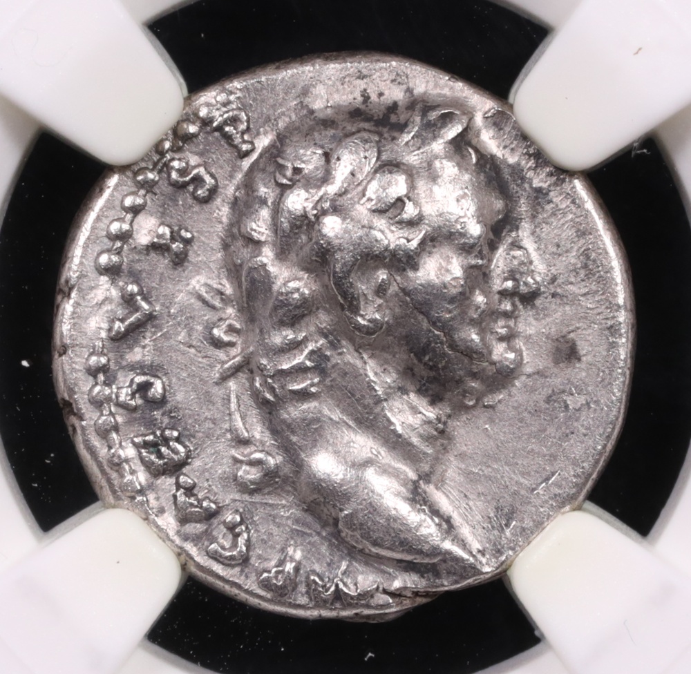 AD 69-79 Vespasian Silver Denarius Antioch NGC Choice Extremely Fine 3x2