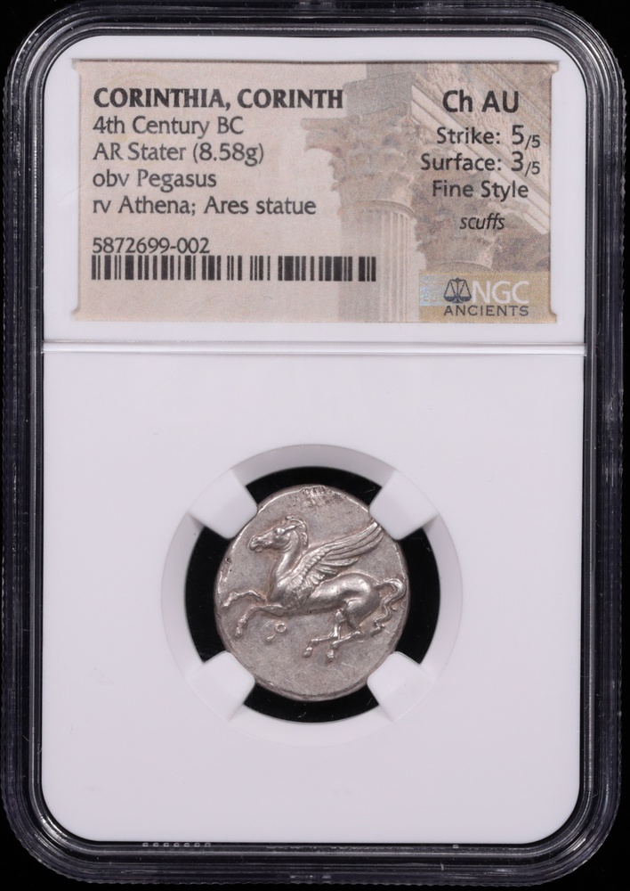 4th Century BC Corinthia, Corinth Silver Stater NGC Choice About Uncirculated 5x3 Obverse in Holder 4th Century BC Corinthia, Corinth Silver Stater NGC Choice About Uncirculated 5x3 Obverse in Holder