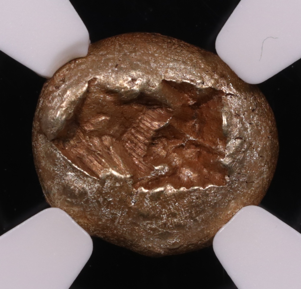 650-600 BC Ionia Electrum Third-Stater NGC About Uncirculated 4x4 Reverse 650-600 BC Ionia Electrum Third-Stater NGC About Uncirculated 4x4 Reverse