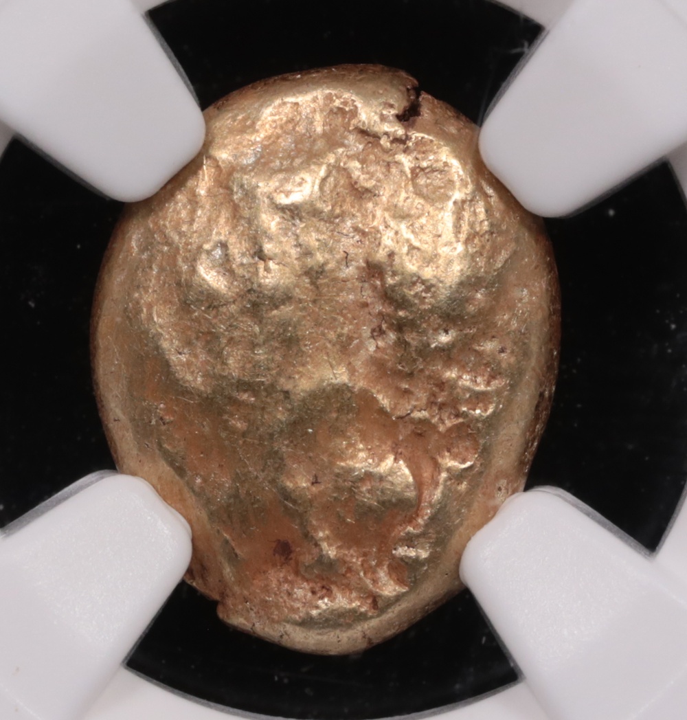 650-600 BC Ionia Uncertain Mint Electrum Third-Stater NGC About Uncirculated 4x4 Obverse 650-600 BC Ionia Uncertain Mint Electrum Third-Stater NGC About Uncirculated 4x4 Obverse