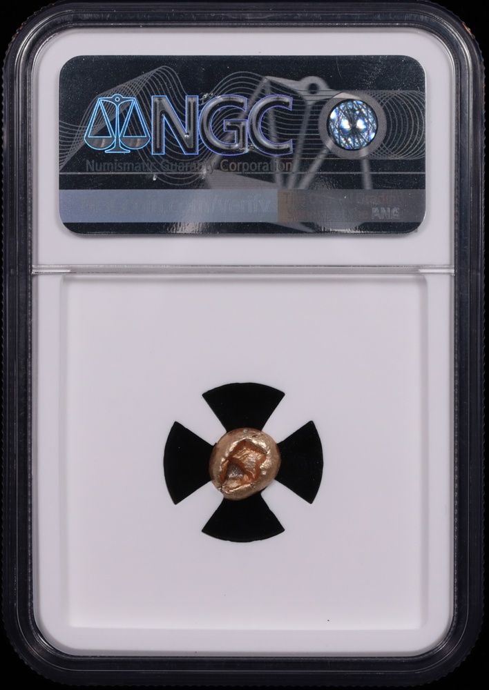 650-600 BC Ionia Uncertain Mint Electrum Hecte NGC Choice About Uncirculated 4x4 Reverse in Holder 650-600 BC Ionia Uncertain Mint Electrum Hecte NGC Choice About Uncirculated 4x4 Reverse in Holder