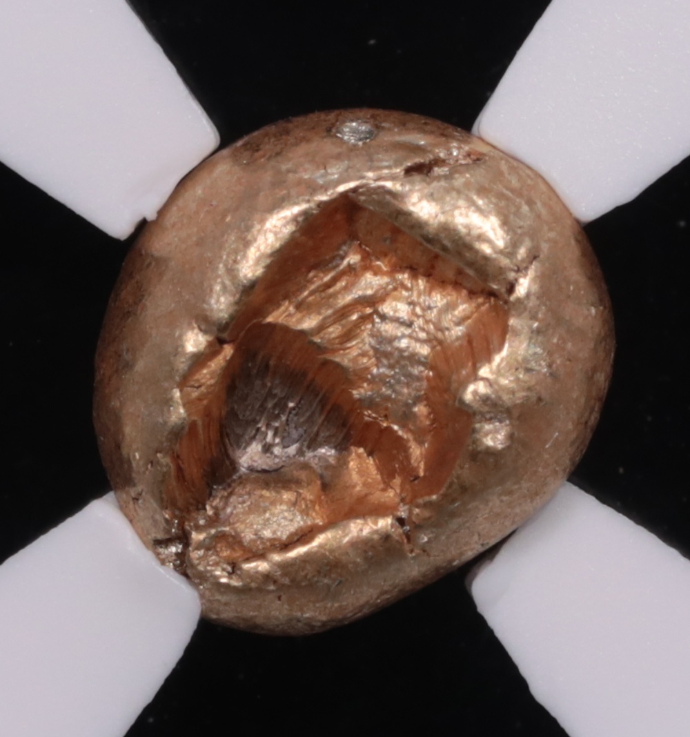 650-600 BC Ionia Uncertain Mint Electrum Hecte NGC Choice About Uncirculated 4x4 Reverse 650-600 BC Ionia Uncertain Mint Electrum Hecte NGC Choice About Uncirculated 4x4 Reverse