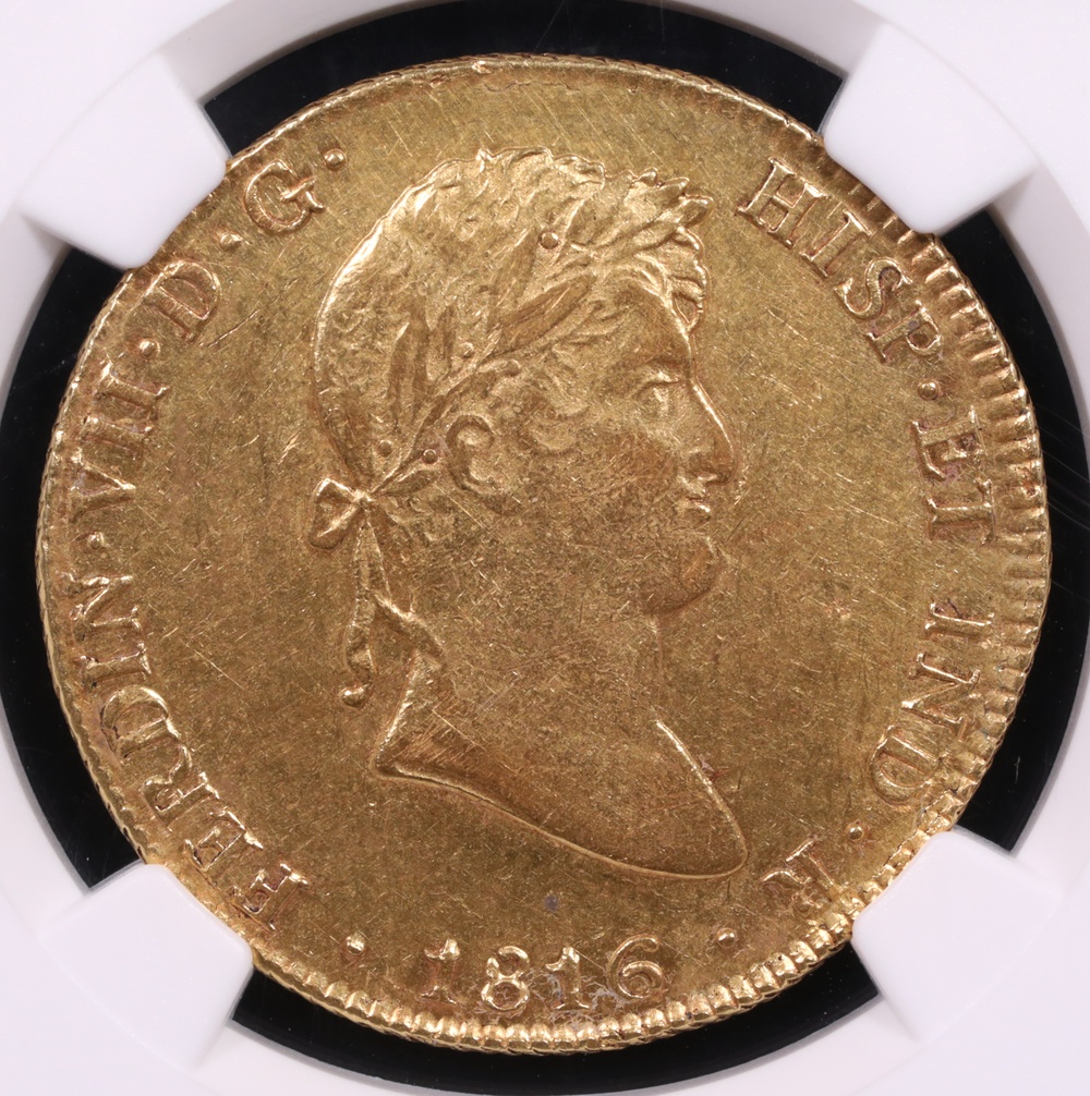 1816 Lima, Peru 8 Escudo NGC AU-58 Obverse 1816 Lima, Peru 8 Escudo NGC AU-58 Obverse