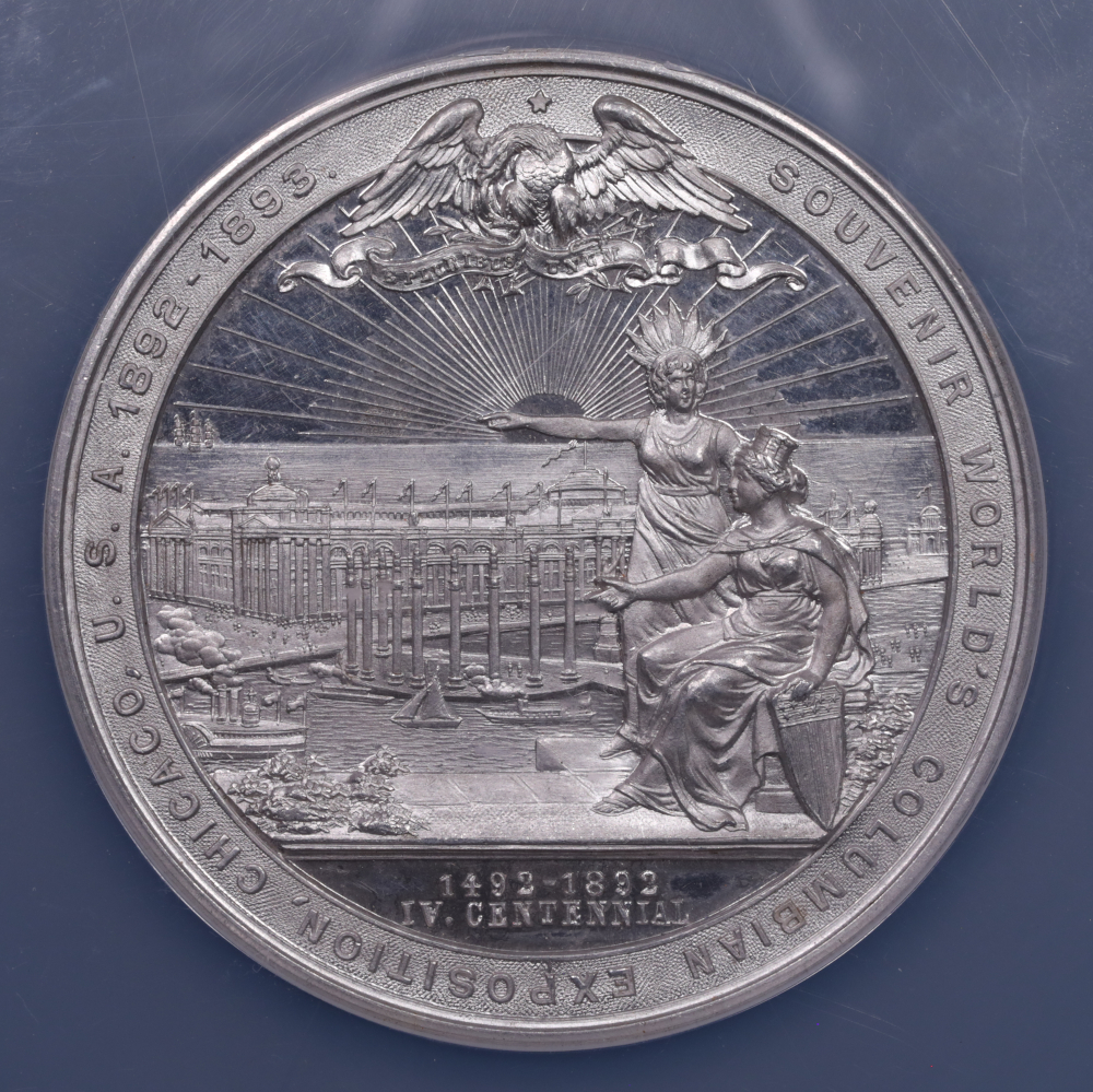 1892-93 Columbian Expo Medal NGC MS-62 DPL Reverse 1892-93 Columbian Expo Medal NGC MS-62 DPL Reverse