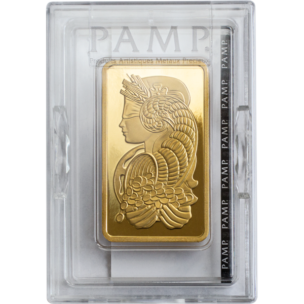 5-oz PAMP Suisse Fortuna Gold Bar Front 5-oz PAMP Suisse Fortuna Gold Bar Front