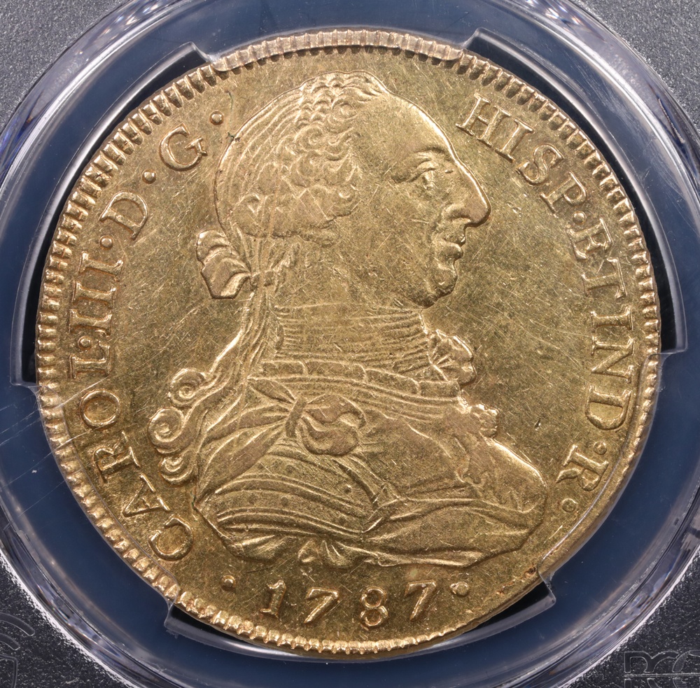 1787 Lima, Peru 8 Escudo PCGS AU-55 Obverse 1787 Lima, Peru 8 Escudo PCGS AU-55 Obverse