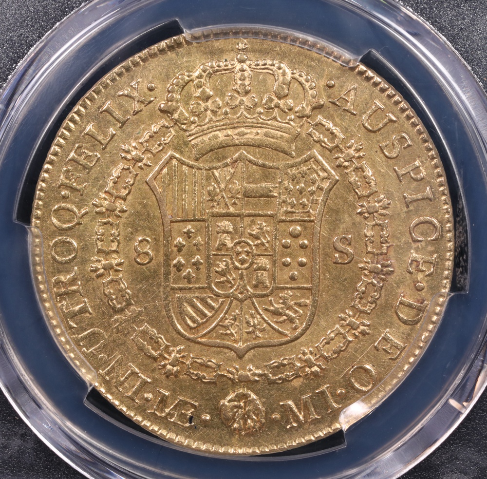 1787 Lima, Peru 8 Escudo PCGS AU-55 Reverse 1787 Lima, Peru 8 Escudo PCGS AU-55 Reverse