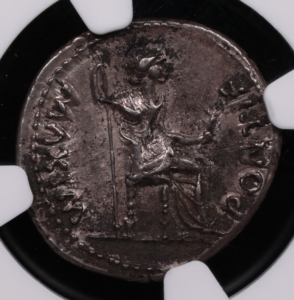 14-37 AD Roman Empire Tiberius Silver Denarius Lugdunum NGC About Uncirculated 5x3 Reverse 14-37 AD Roman Empire Tiberius Silver Denarius Lugdunum NGC About Uncirculated 5x3 Reverse