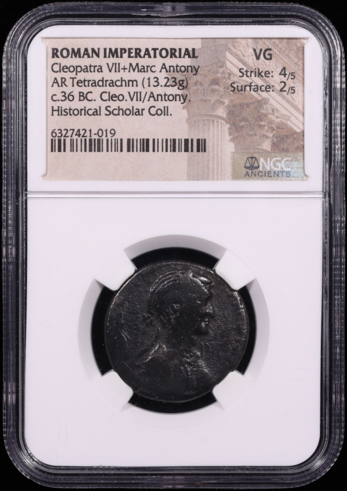 Cleopatra Vii + Marc Antony Tetradrachm Very Good Obverse in Holder
Cleopatra Vii + Marc Antony Tetradrachm Very Good Obverse in Holder