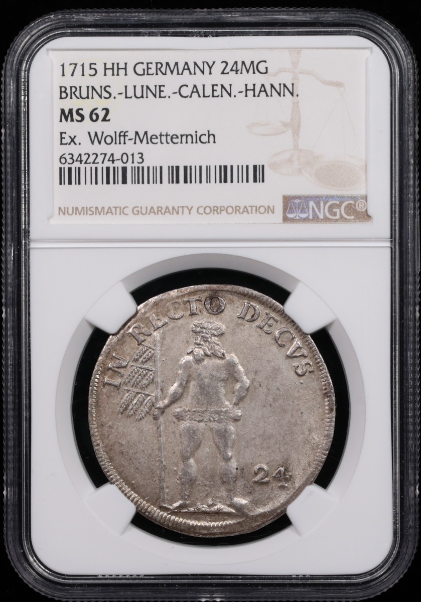 1715 Germany "Wildman" 2/3 Thaler NGC MS-62 Obverse Holder