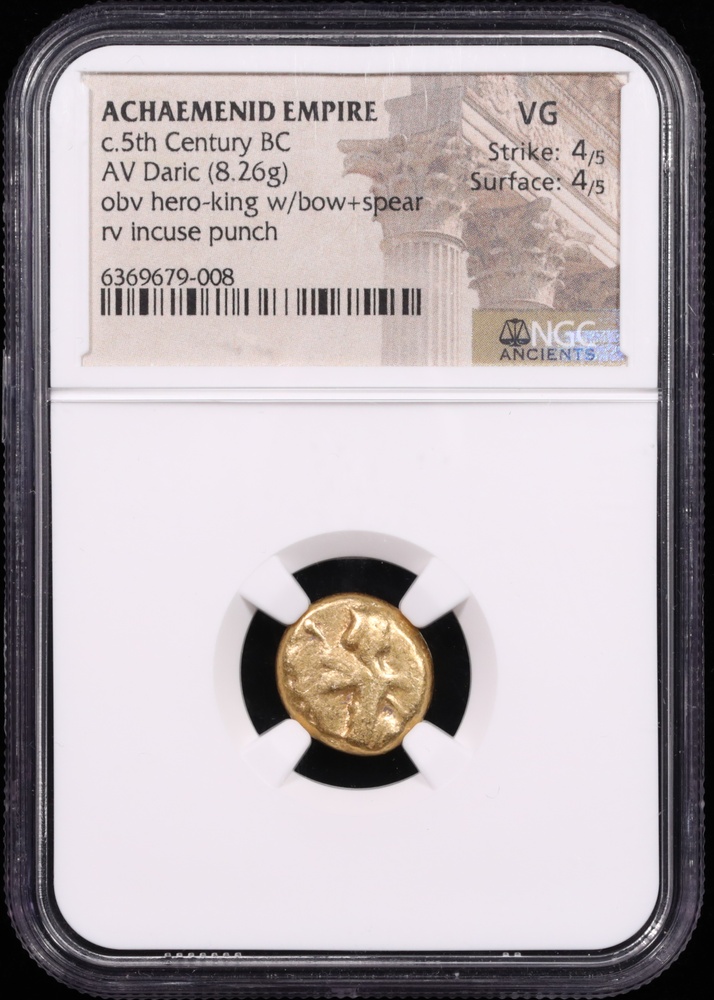 c. 5th Century BC Achaemenid Empire Gold Daric NGC VG Obverse in Holder c. 5th Century BC Achaemenid Empire Gold Daric NGC VG Obverse in Holder