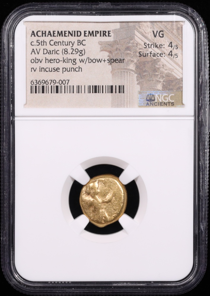 c.5th Century BC Achaemenid Empire Gold Daric NGC Very Good Obverse in Holder c.5th Century BC Achaemenid Empire Gold Daric NGC Very Good Obverse in Holder