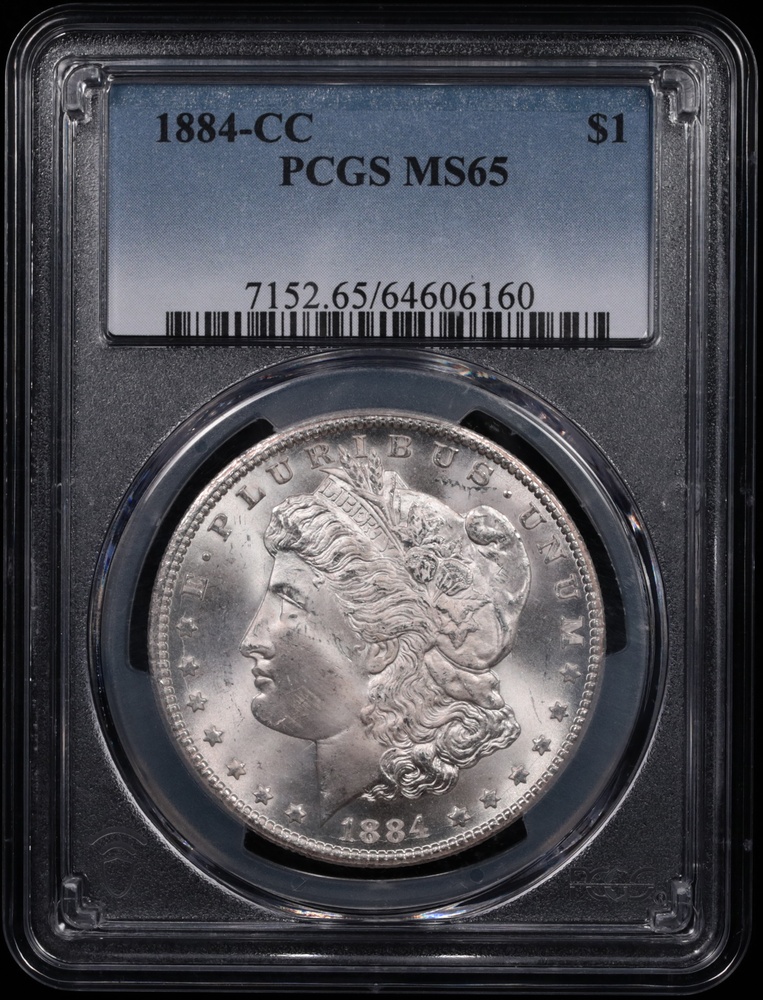 1884-CC Morgan Silver Dollar PCGS MS-65 Obverse in Holder 1884-CC Morgan Silver Dollar PCGS MS-65 Obverse in Holder