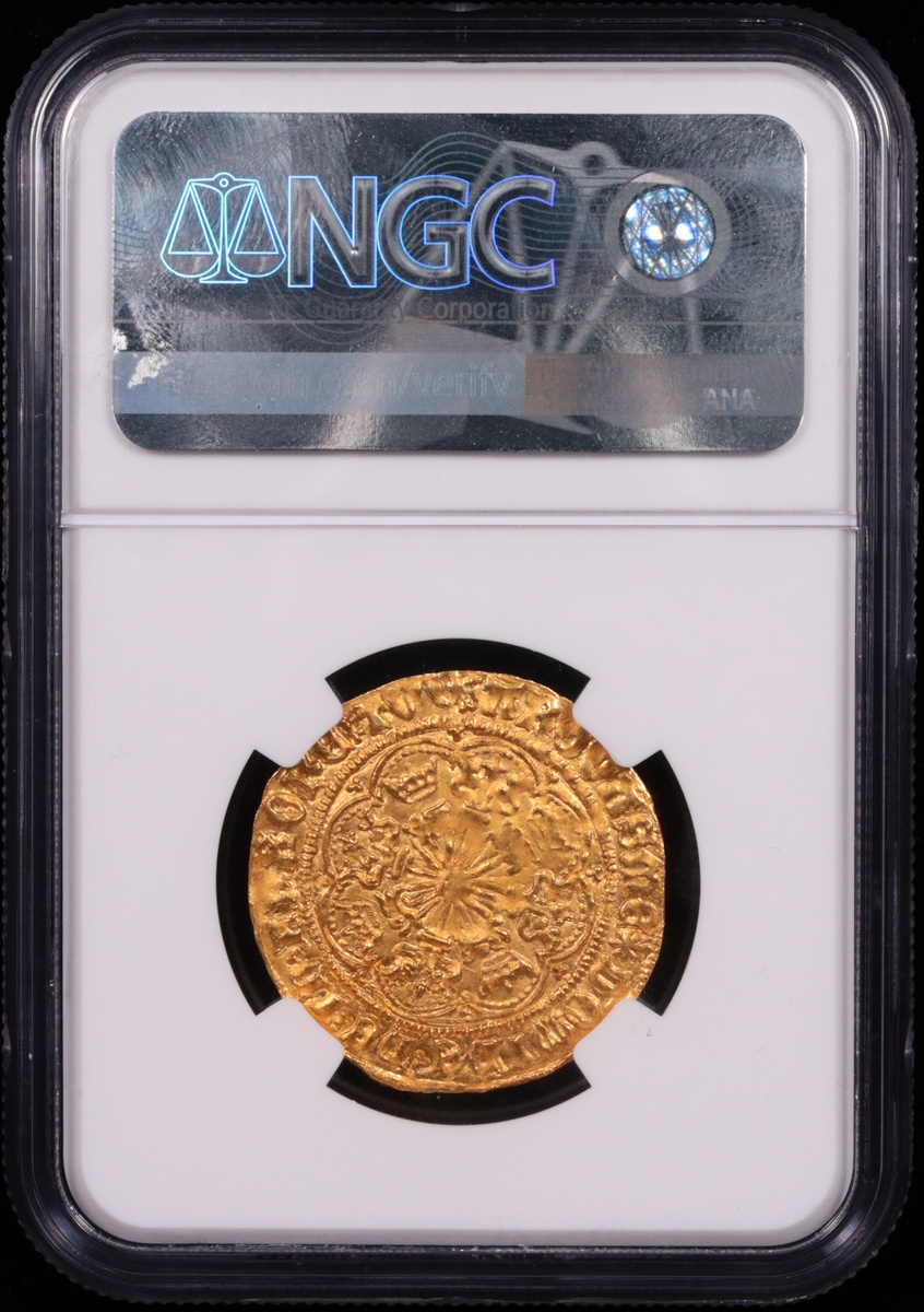 1464-1470 York, England Gold Half Ryal Edward IV NGC MS-64 Reverse in Holder 1464-1470 York, England Gold Half Ryal Edward IV NGC MS-64 Reverse in Holder