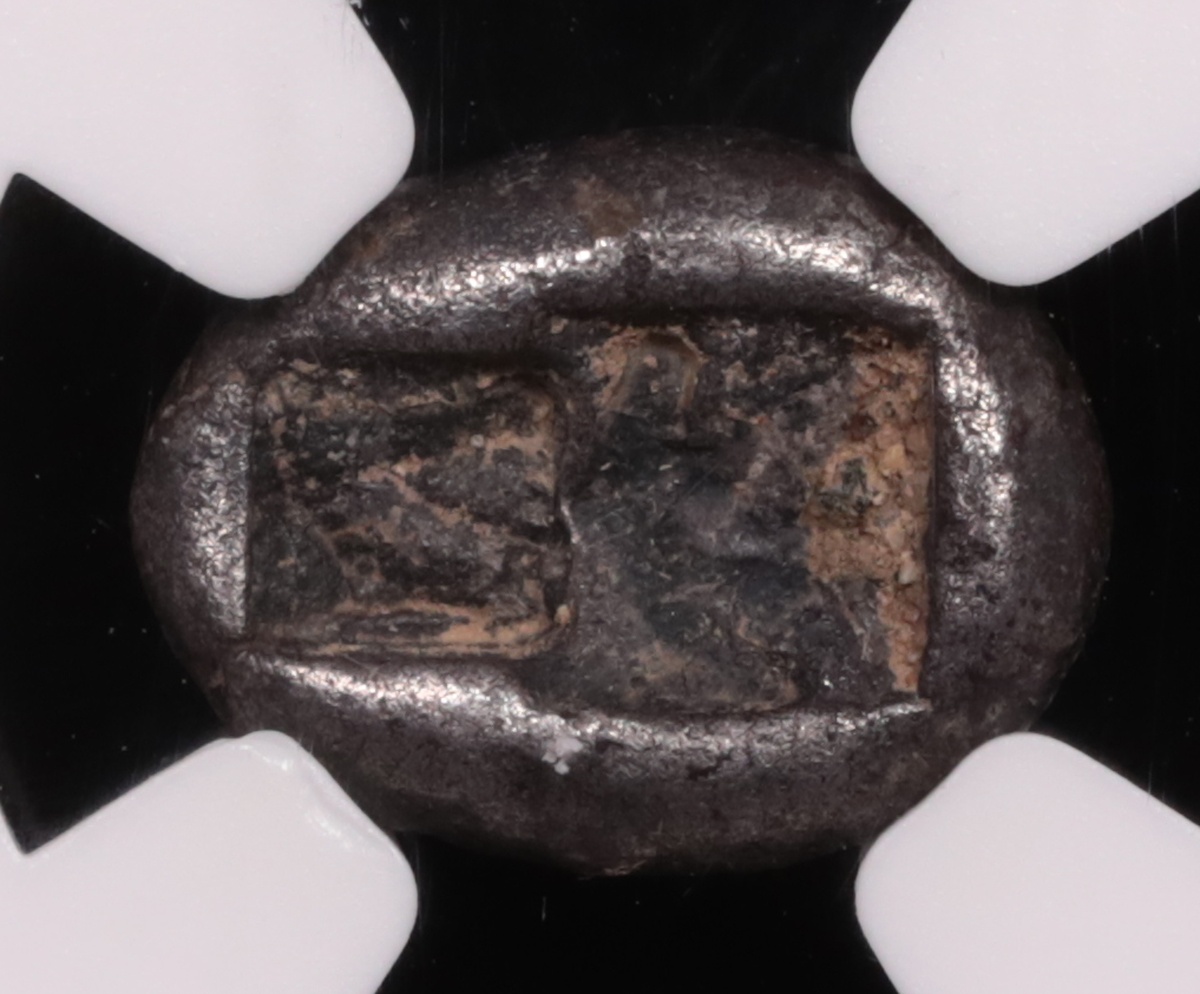 561-546 BC Lydia Croesus Silver Sixth-Stater NGC Extremely Fine 5x4 Reverse