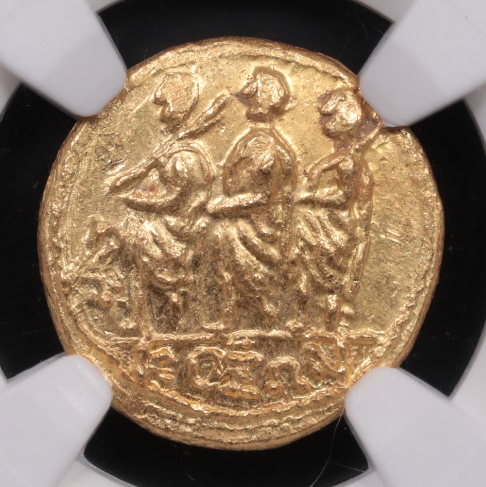 After 54 BC Thracian or Scythian Coson Gold Stater NGC MS 4x3 Obverse