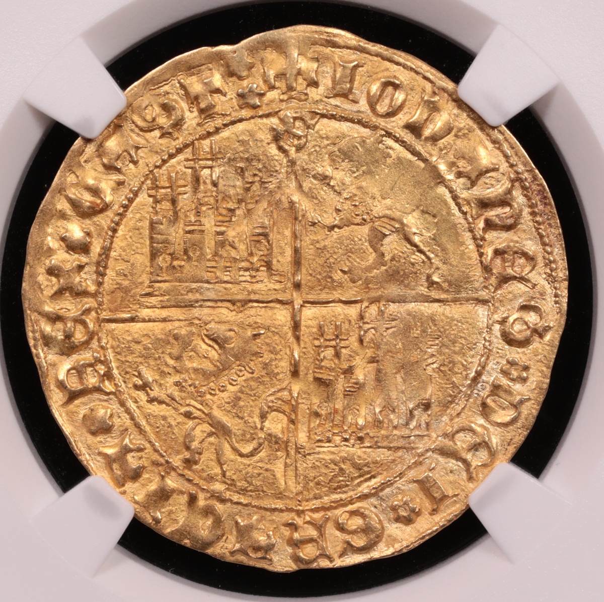 1406-1454 Seville, Spain 1 Dobla John II NGC MS-62 Obverse 1406-1454 Seville, Spain 1 Dobla John II NGC MS-62 Obverse