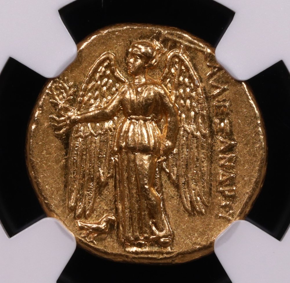 336-323 BC Alexander the Great Gold Stater NGC Choice About Uncirculated 4x4