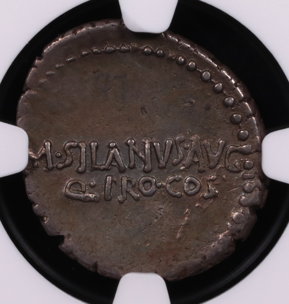 c. 33/2 BC Marc Antony Silver Denarius NGC Choice Very Fine 4x3