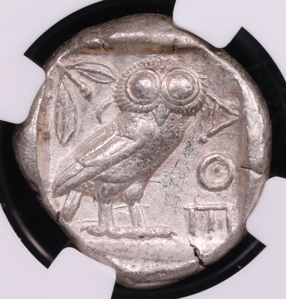 c. 440-404 BC Attica, Athens Owl Silver Tetradrachm Full Crest NGC XF 5x3