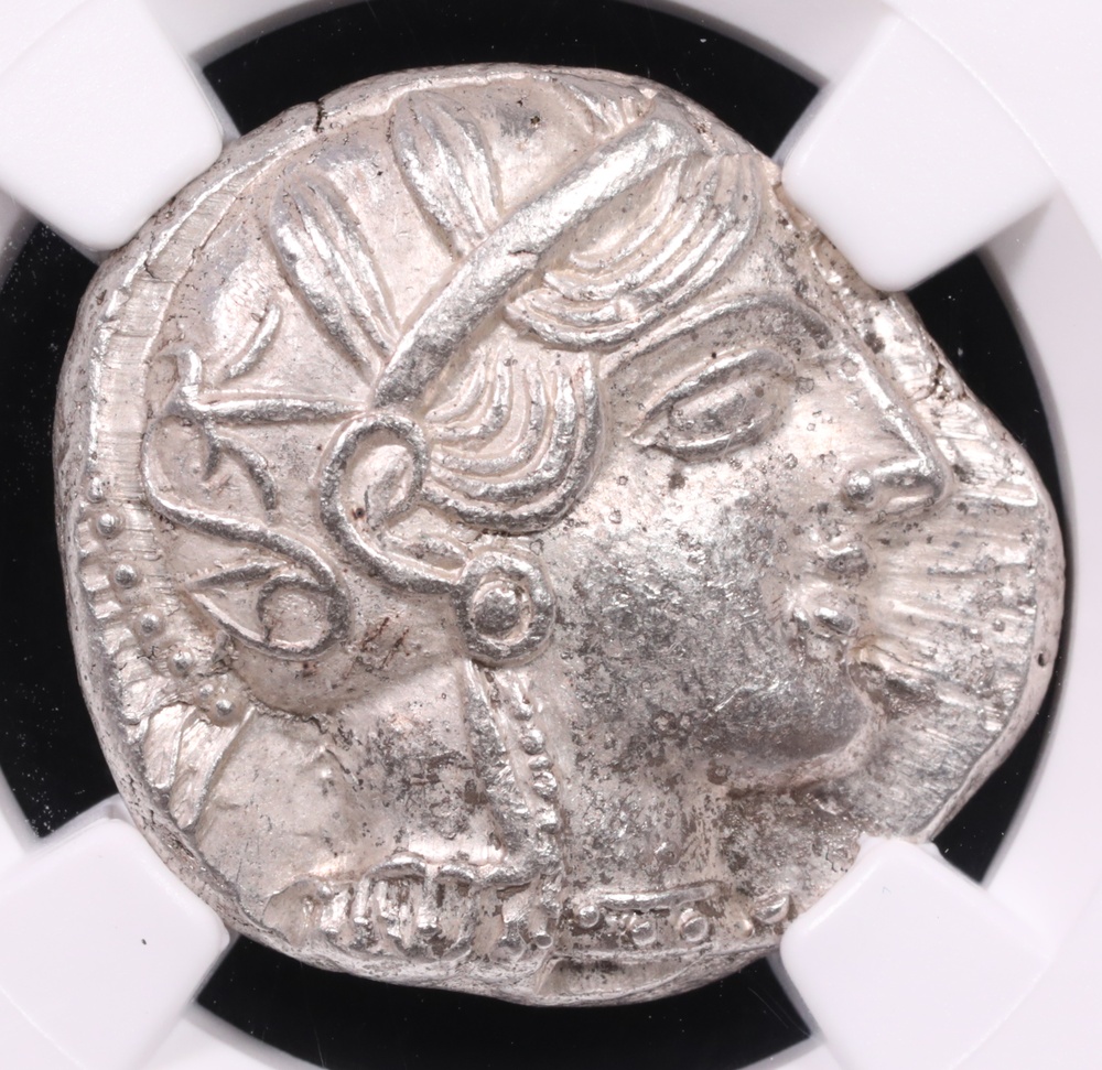 5th-4th Century BC Near East or Egypt Silver Owl Tetradrachm Athenian Types NGC Choice About Uncirculated 5x4