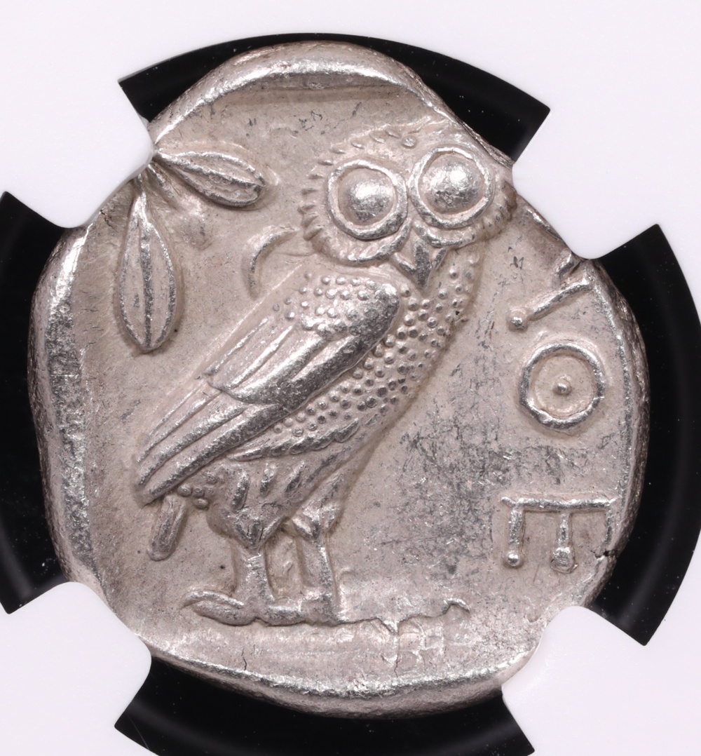 5th-4th Century BC Near East or Egypt Silver Owl Tetradrachm Athenian Types NGC Choice About Uncirculated 5x4