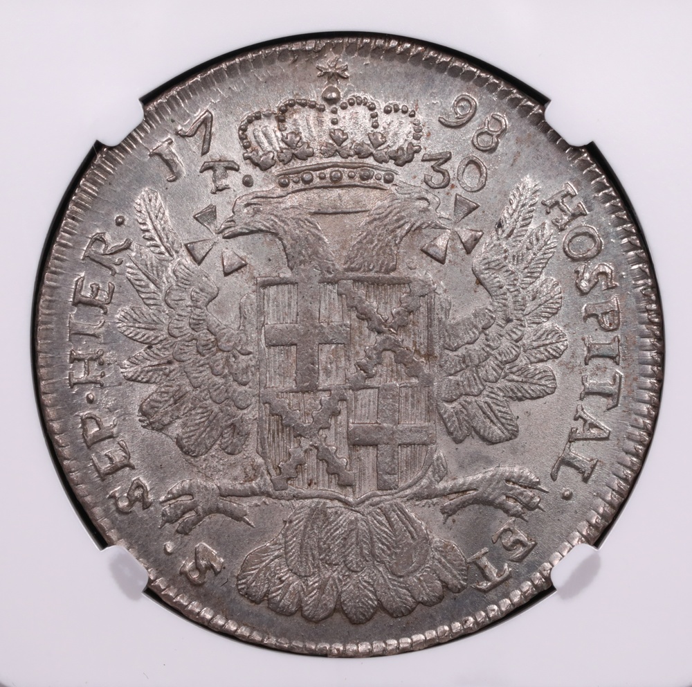 1798 Order of Malta 30 Tari Ferdinand Hompesch Silver NGC MS-64