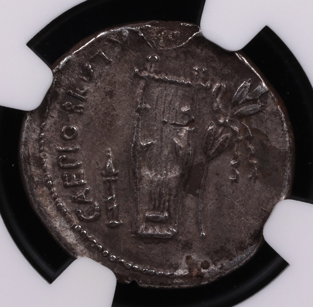 42 BC Marcus Junius Brutus Silver Denarius NGC Choice Very Fine