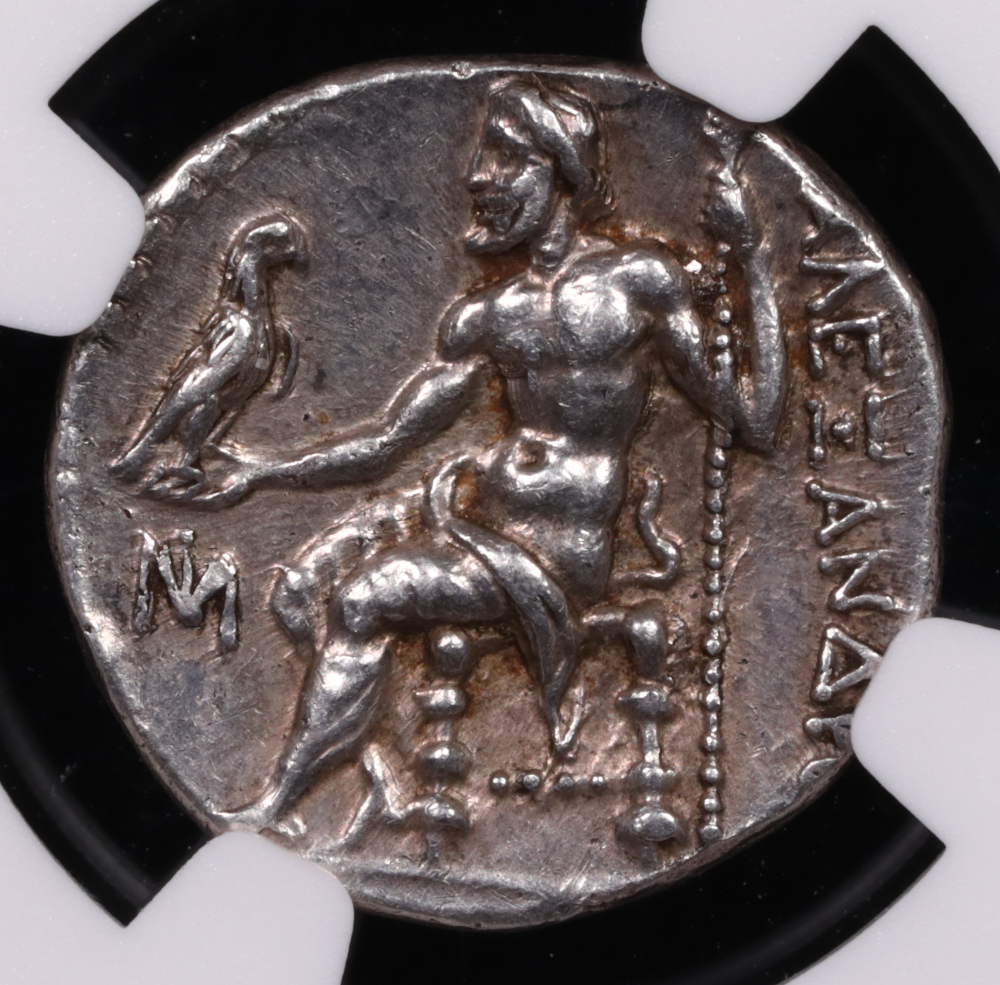 Kingdom of Macedon Alexander the Great Silver Drachm 336-323 BC NGC Ch XF