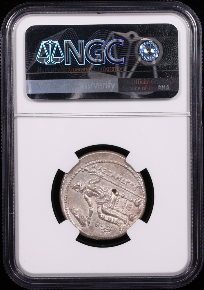 336-323 BC Alexander the Great Silver Tetradrachm NGC About Uncirculated 5x4 Reverse in Holder 336-323 BC Alexander the Great Silver Tetradrachm NGC About Uncirculated 5x4 Reverse in Holder