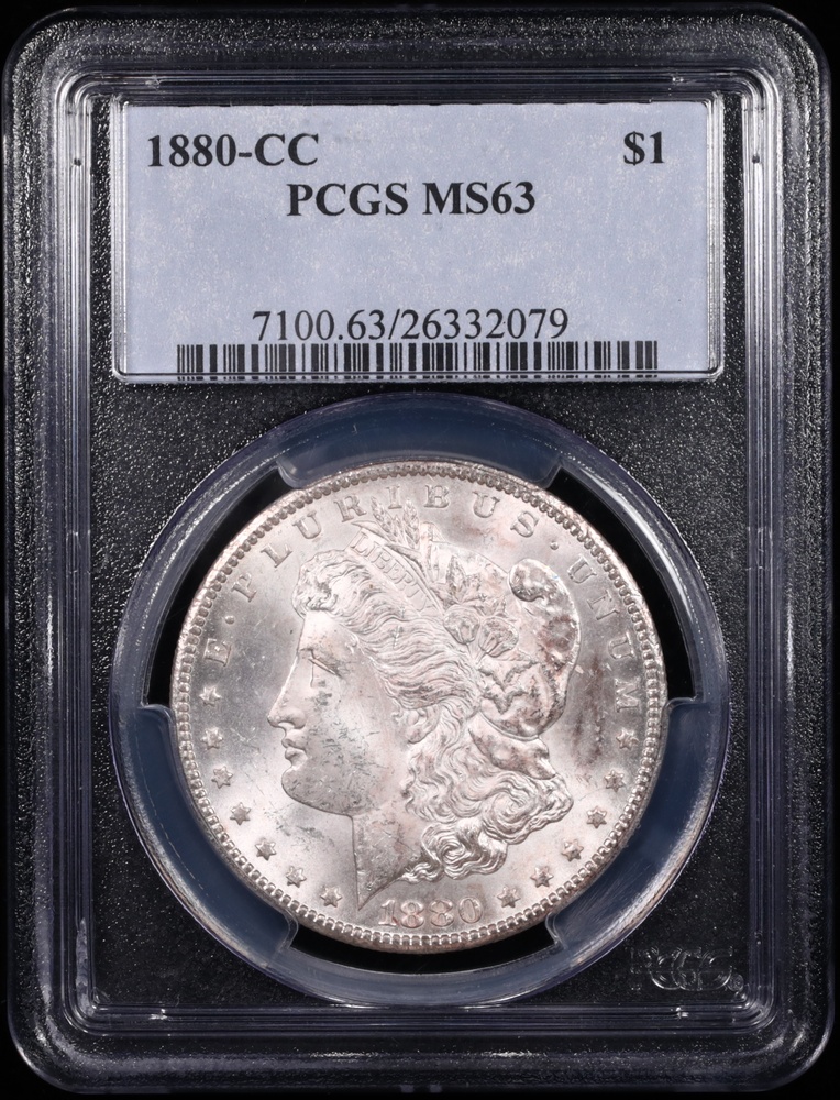 1880-CC Morgan Silver Dollar PCGS MS-63 Obverse in Holder 1880-CC Morgan Silver Dollar PCGS MS-63 Obverse in Holder