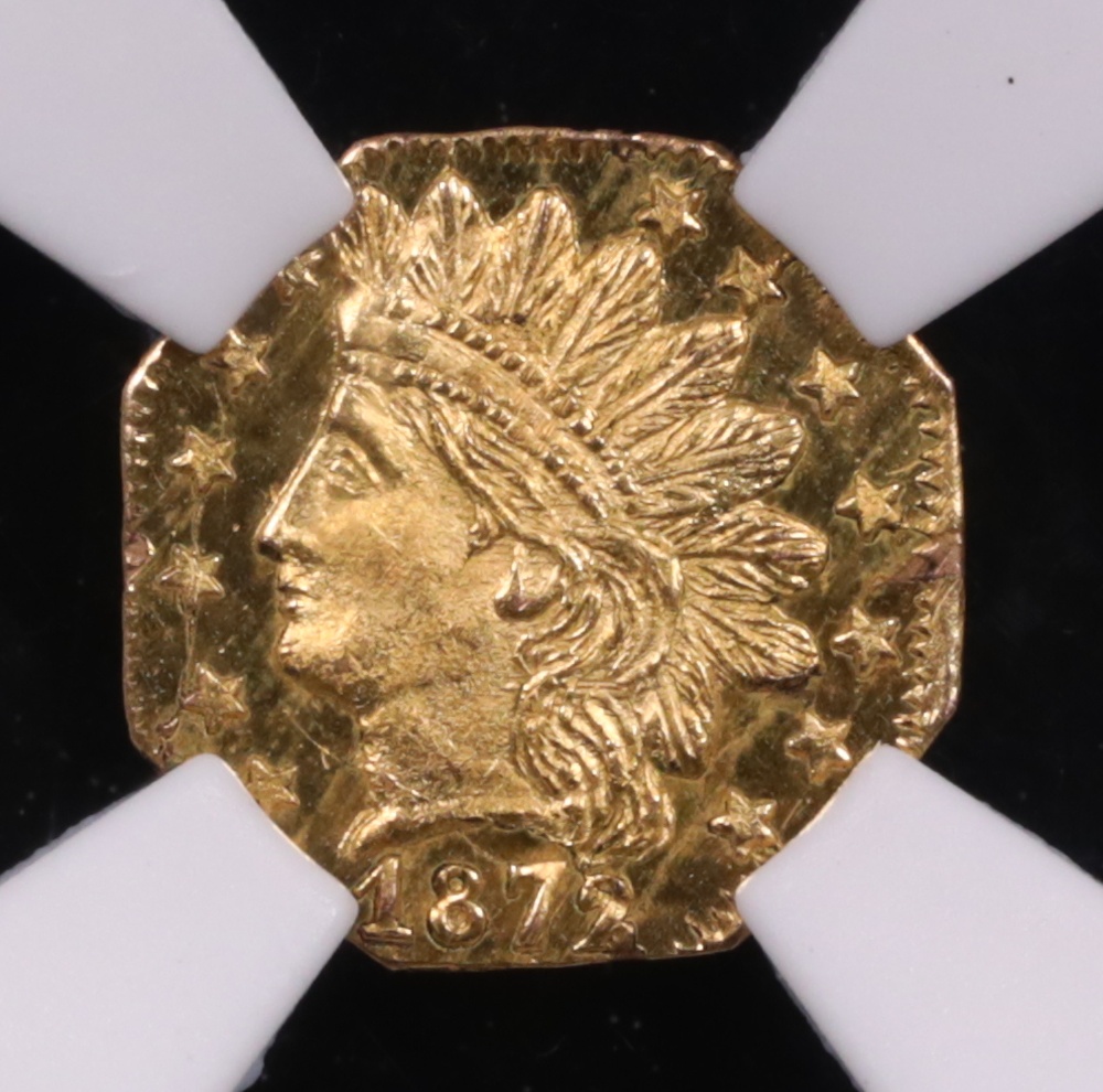 1872/1 BG-790 California Fractional Gold Quarter Dollar NGC MS-66 DPL