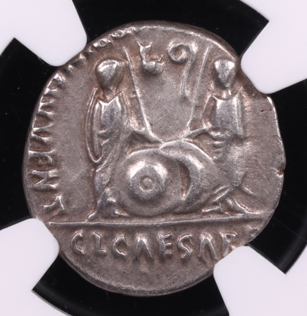 27 BC-14 AD Augustus Silver Denarius Lugdunum NGC Choice Very Fine