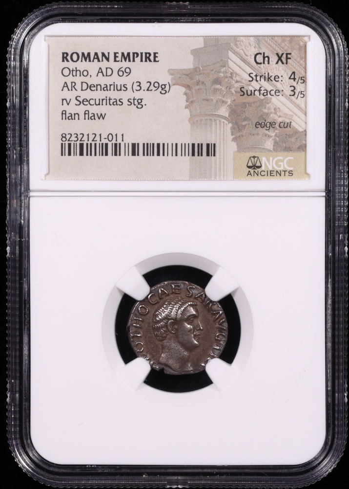AD 69 Otho Silver Denarius NGC Choice Extremely Fine Obverse in Holder AD 69 Otho Silver Denarius NGC Choice Extremely Fine Obverse in Holder