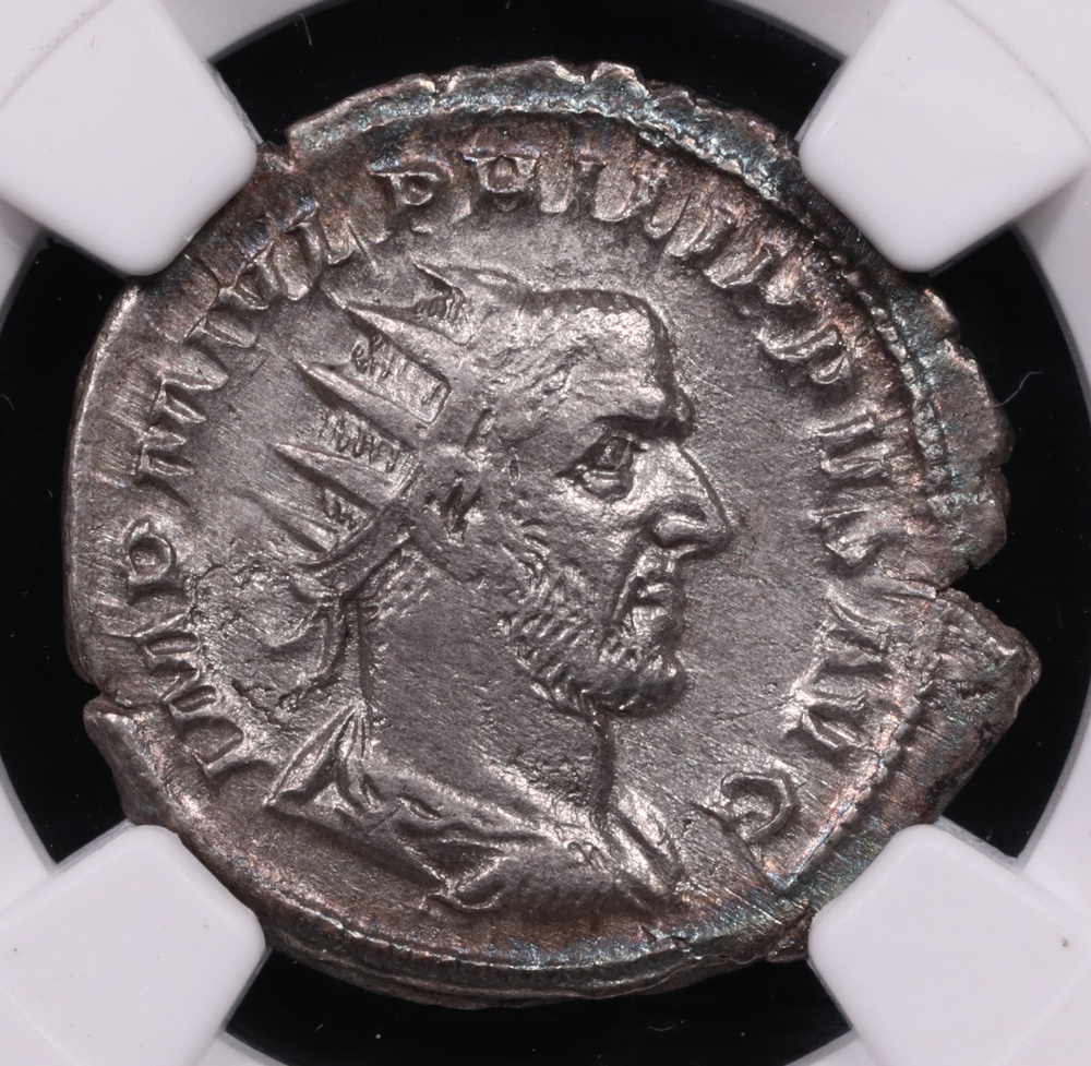 244-249 AD Roman Empire Philip I Silver Double-Denarius NGC Very Fine Obverse 244-249 AD Roman Empire Philip I Silver Double-Denarius NGC Very Fine Obverse