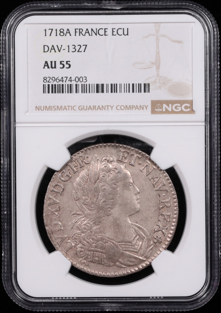 1718-A France 1 Ecu NGC AU-55 Obverse in Holder 1718-A France 1 Ecu NGC AU-55 Obverse in Holder