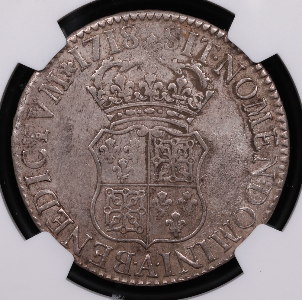 1718-A France 1 Ecu NGC AU-55 Reverse 1718-A France 1 Ecu NGC AU-55 Reverse