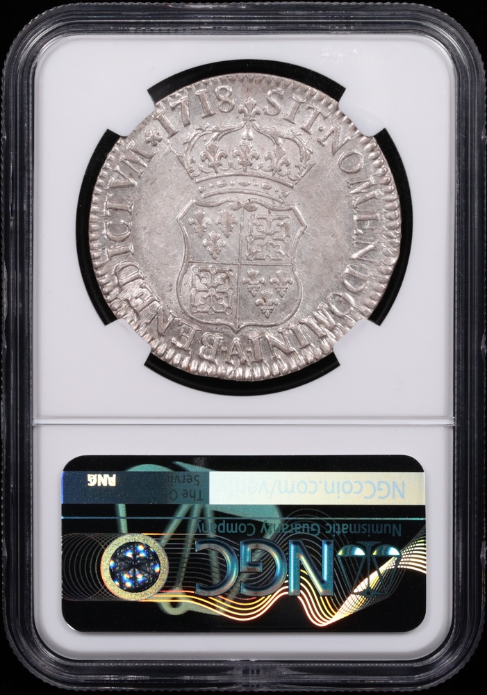 1718-A France 1 Ecu NGC AU-58 Reverse in Holder with NGC Security Label 1718-A France 1 Ecu NGC AU-58 Reverse in Holder with NGC Security Label
