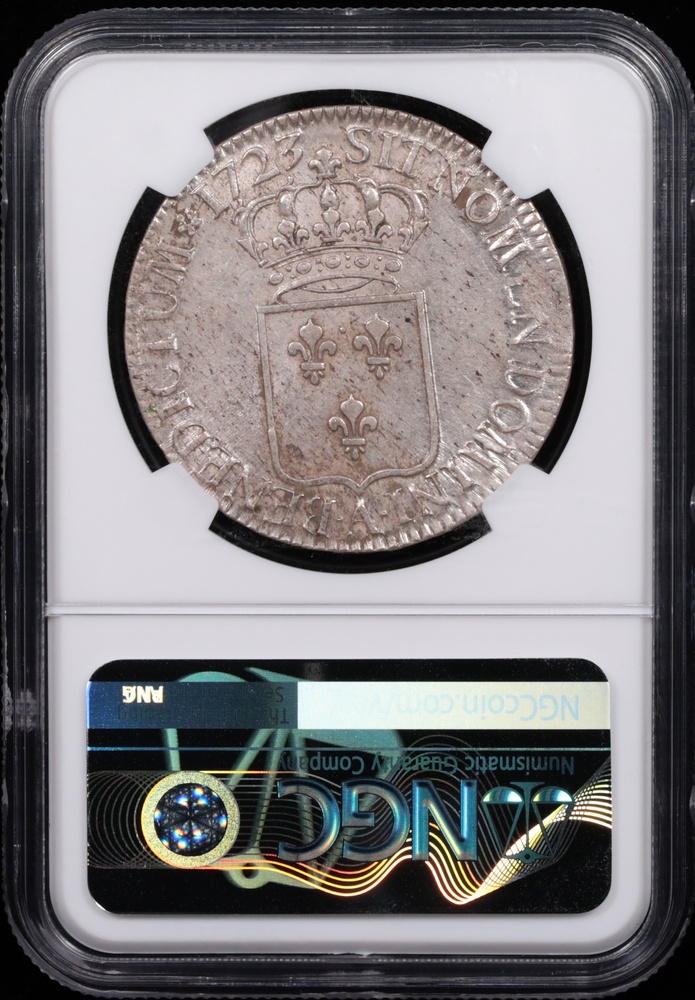 1723-A France 1 Ecu NGC AU-55 Reverse in Holder 1723-A France 1 Ecu NGC AU-55 Reverse in Holder