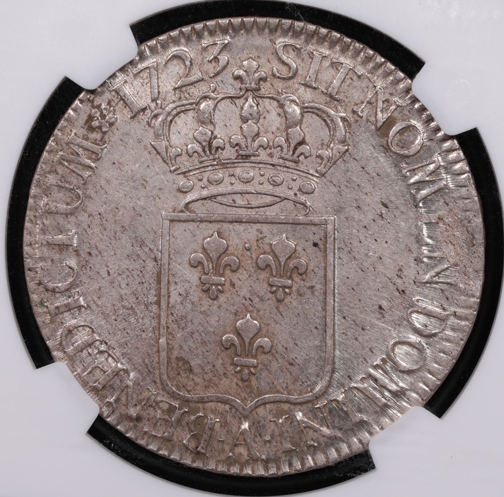 1723-A France 1 Ecu NGC AU-55 Reverse 1723-A France 1 Ecu NGC AU-55 Reverse
