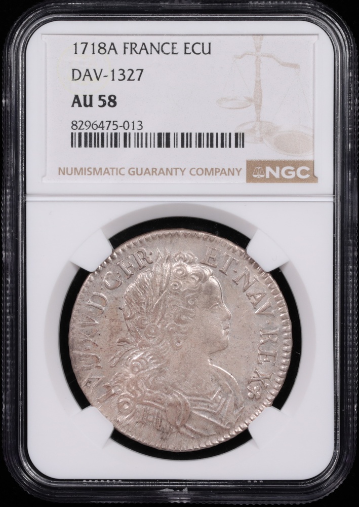 1718-A France 1 Ecu NGC AU-58 Obverse in Holder 1718-A France 1 Ecu NGC AU-58 Obverse in Holder