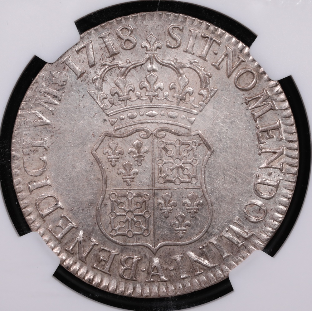 1718-A France 1 Ecu NGC AU-58 Reverse 1718-A France 1 Ecu NGC AU-58 Reverse