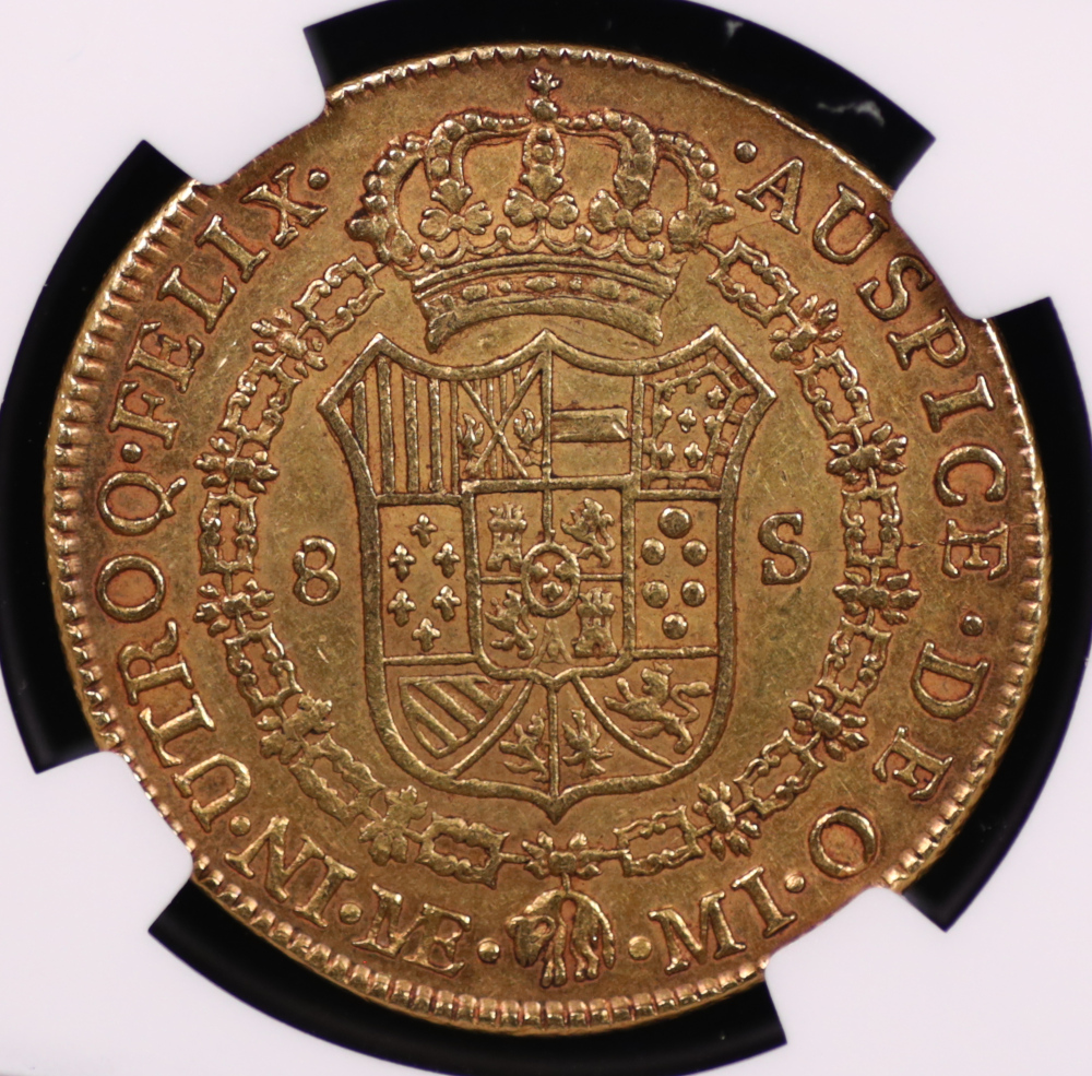 1783 Lima, Peru 8 Escudo Charles Iii NGC AU-55