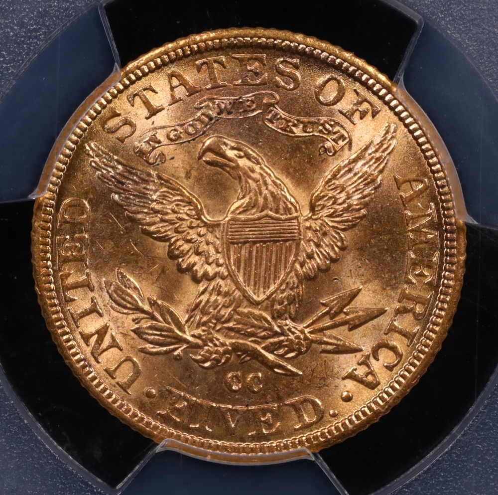 1891-CC $5 Liberty Gold PCGS MS-62+