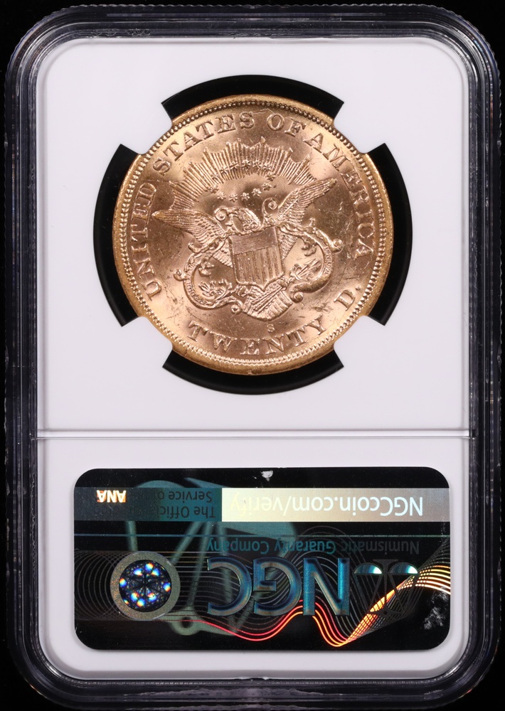 1863-S $20 Liberty Gold SS Republic Shipwreck NGC MS-60 Reverse in Holder 1863-S $20 Liberty Gold SS Republic Shipwreck NGC MS-60 Reverse in Holder