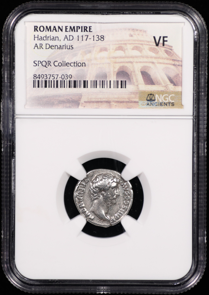 Roman Empire Hadrian Silver Denarius (117-138 AD) NGC VF Roman Empire Hadrian Silver Denarius (117-138 AD) NGC VF