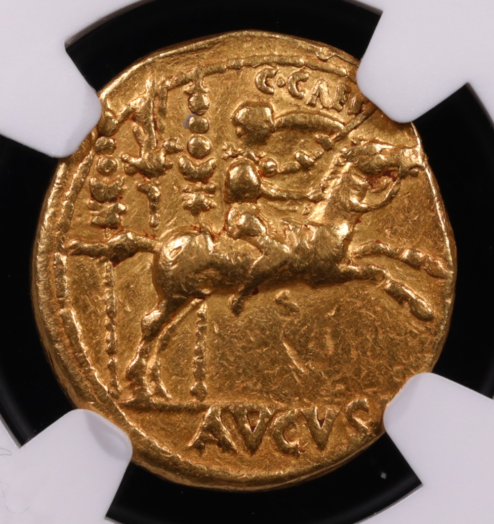 27 BC-AD 14 Augustus Gold Aureus Lugdunum Mint NGC Choice Very Fine 4x2